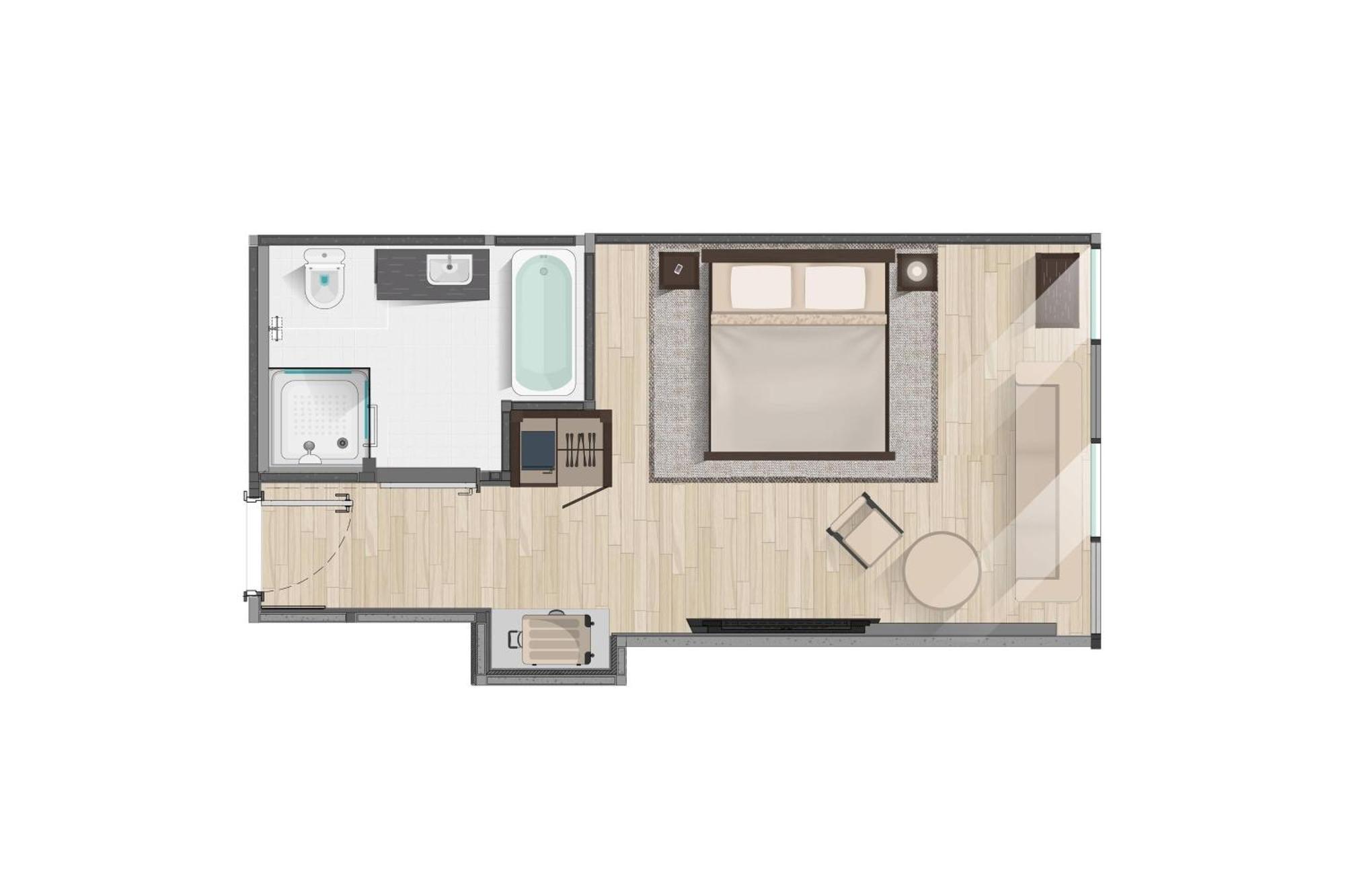 Jw Marriott Hotel Μπανγκόκ Εξωτερικό φωτογραφία A floorplan of a typical studio apartment