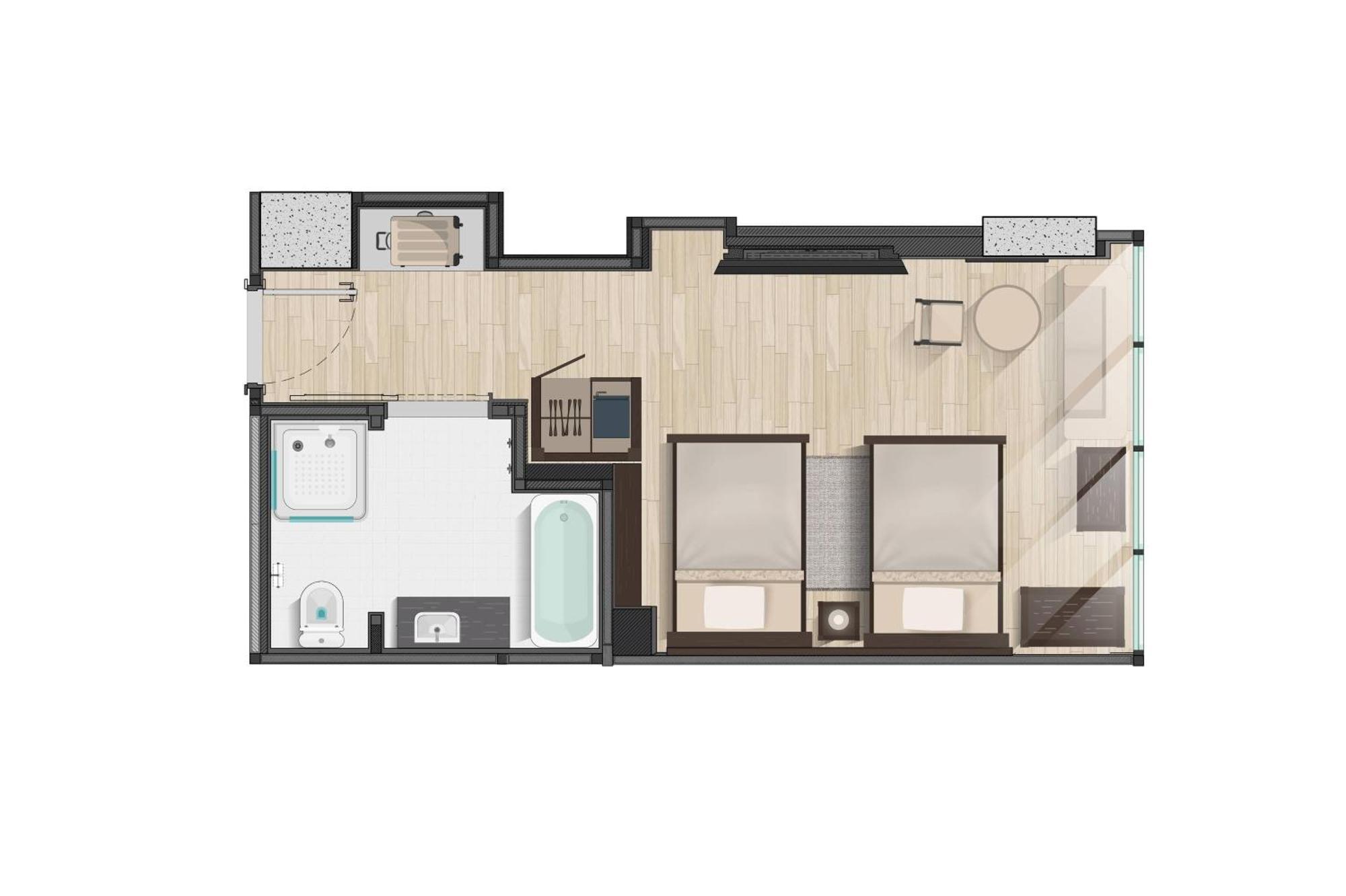 Jw Marriott Hotel Μπανγκόκ Εξωτερικό φωτογραφία A floorplan of a typical studio apartment